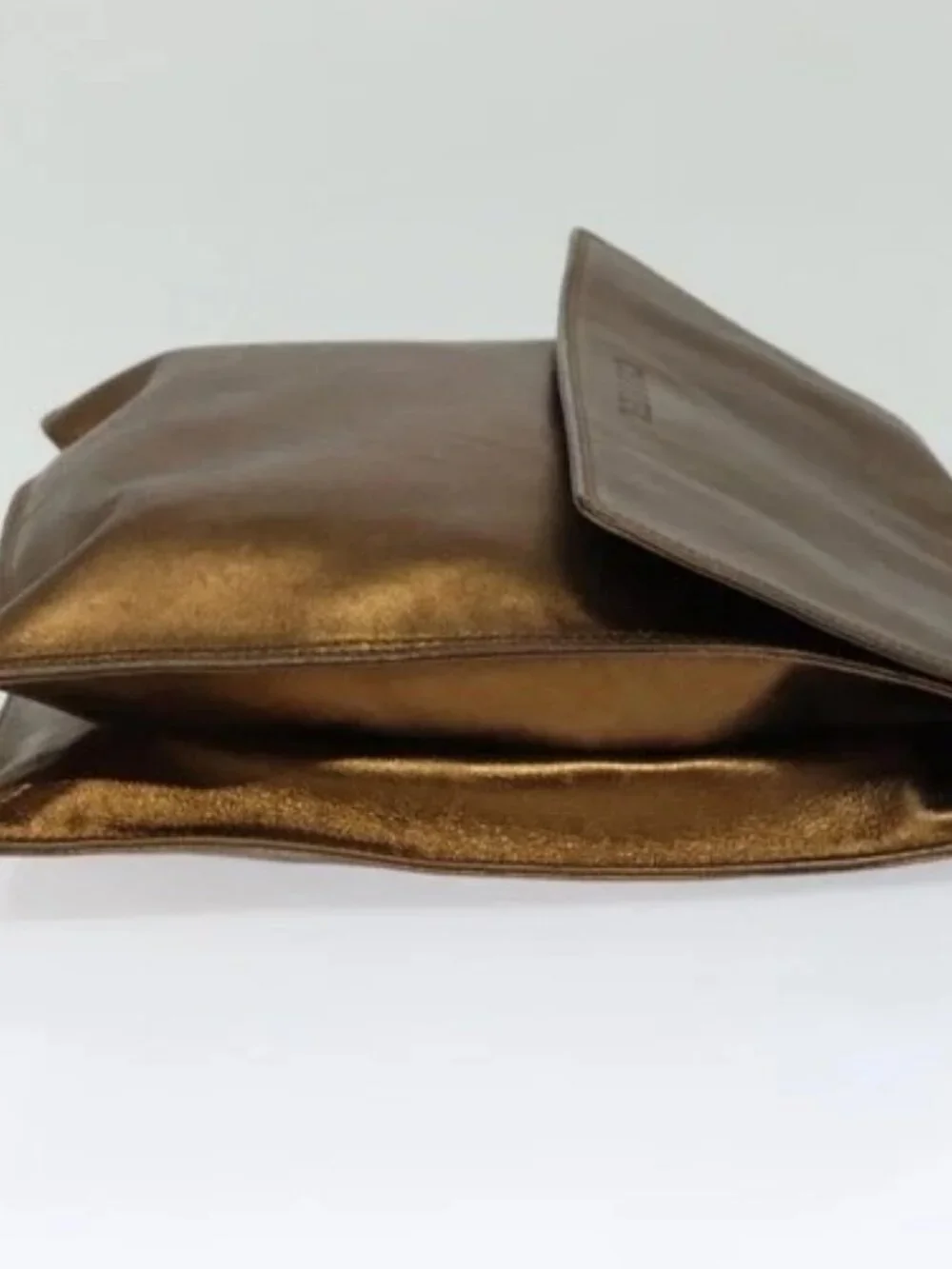 CHANEL Shoulder Bag Leather Brown Gold CC Auth bs24975